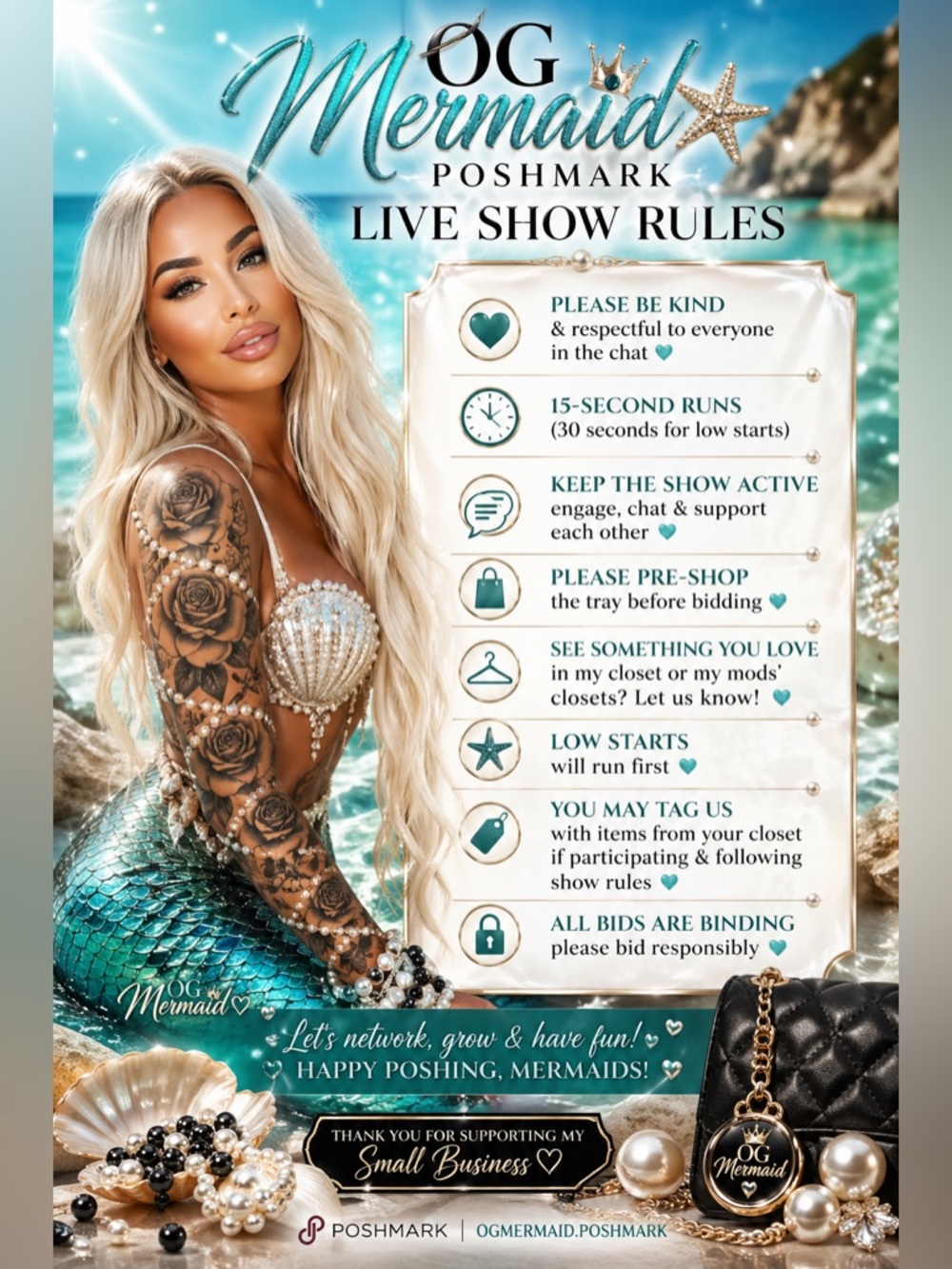 ASHLEA’s Informational Flyer  
Please Read: Rules for the Live Show 🧜🏼‍♀️🌺